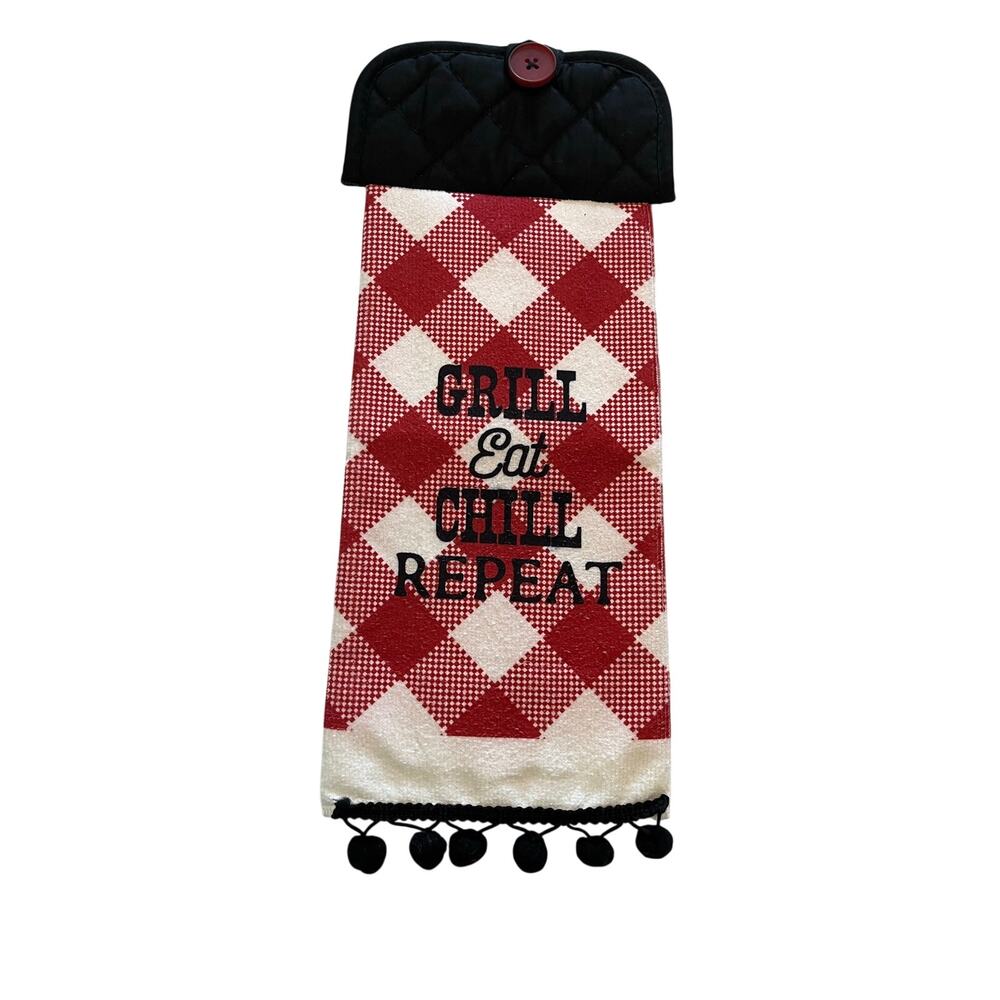 Kitchen Towel Home Decor Summer BBQ Handmade Red Father's Day Gift